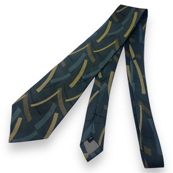 Format 100% Silk Deep Blue/Yellow Necktie Made in Japan - Picture 2 of 3